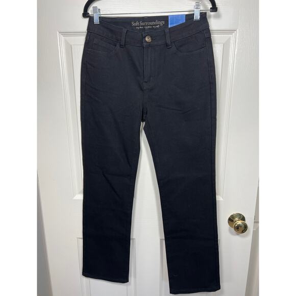 NEW Soft Surroundings Classic Straight Leg Triple S Black Jeans 6 Petite NWT - Picture 1 of 6